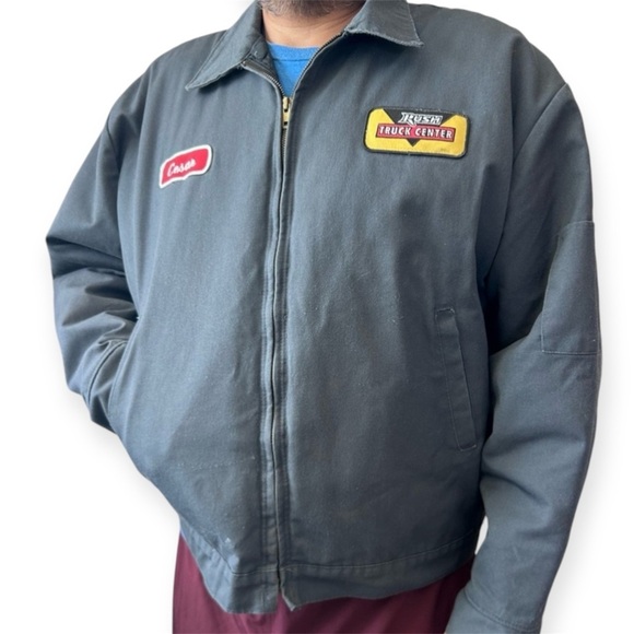 SHOP JACKET Men’s XL Uni-Wear Canvas Jacket Rush Truck Center Ceasar Patches - Picture 1 of 14